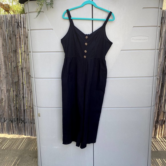 Cotton On Women's Black Decorative Button Wide Leg Cropped Jumpsuit Sz XXL - Picture 5 of 11
